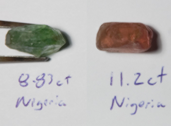 Nigerian Tourmaline Rough Before Cleaning and Preforming - Side View