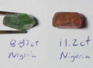 Nigerian Tourmaline Rough Before Cleaning and Preforming - Side View Nigerian Tourmaline Rough Before Cleaning and Preforming - Side View