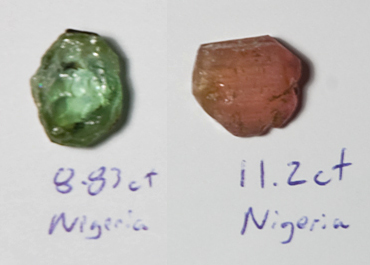 Nigerian Tourmaline Rough Before Cleaning and Preforming - Top View Nigerian Tourmaline Rough Before Cleaning and Preforming - Top View